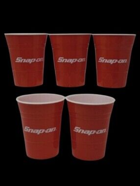 5 SNAP-ON TOOLS RED SOLO THICK PLASTIC REUSABLE CUPS